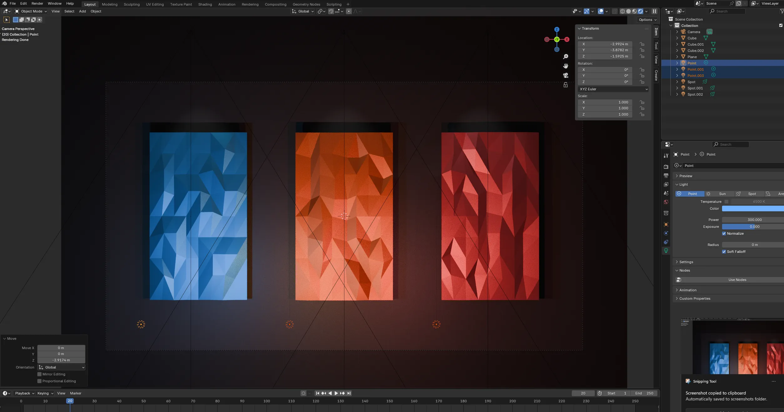 screenshot of blender showing another scene with the dark gray backdrop