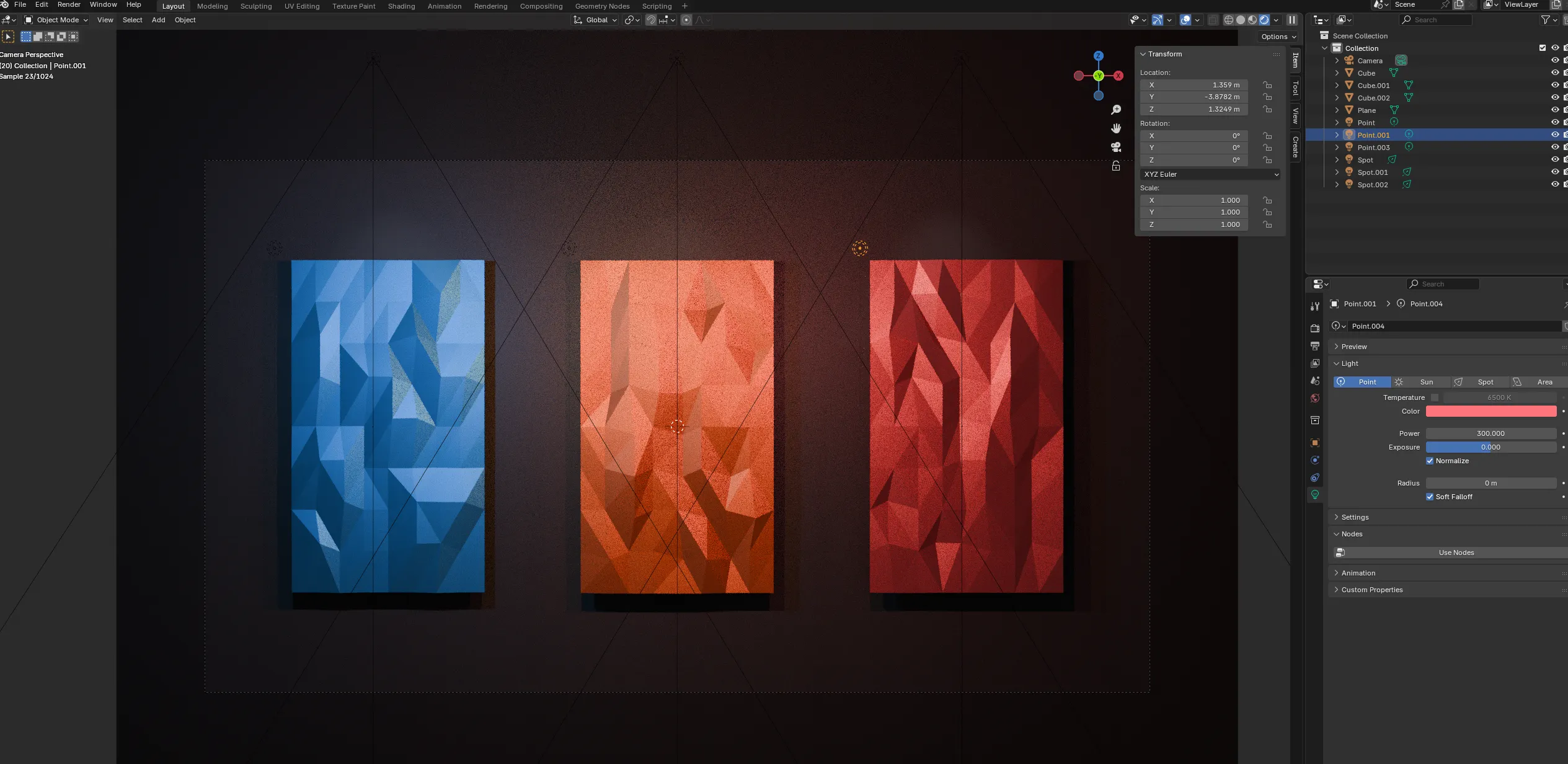 screenshot of blender showing another scene with the dark gray backdrop