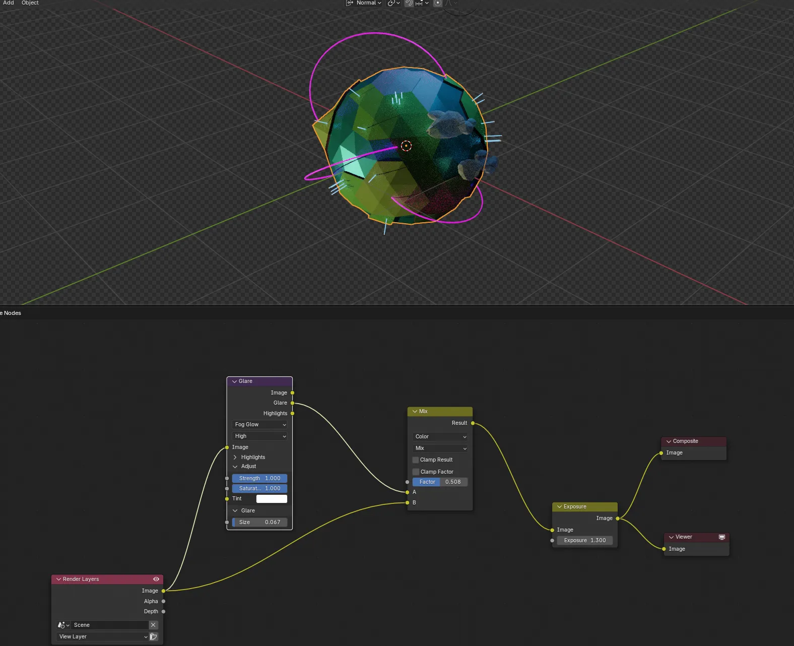 screenshot of blender showing another scene with the dark gray backdrop