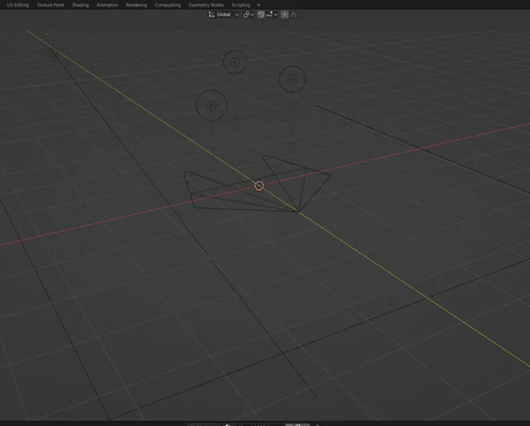 Wireframe view of GitLab logo in Blender